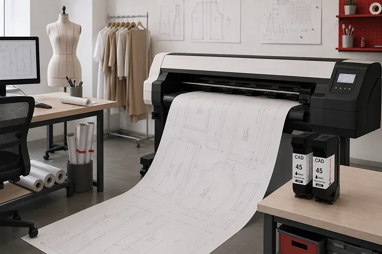 CAD room printing with pigment ink cartridge for pattern plotting