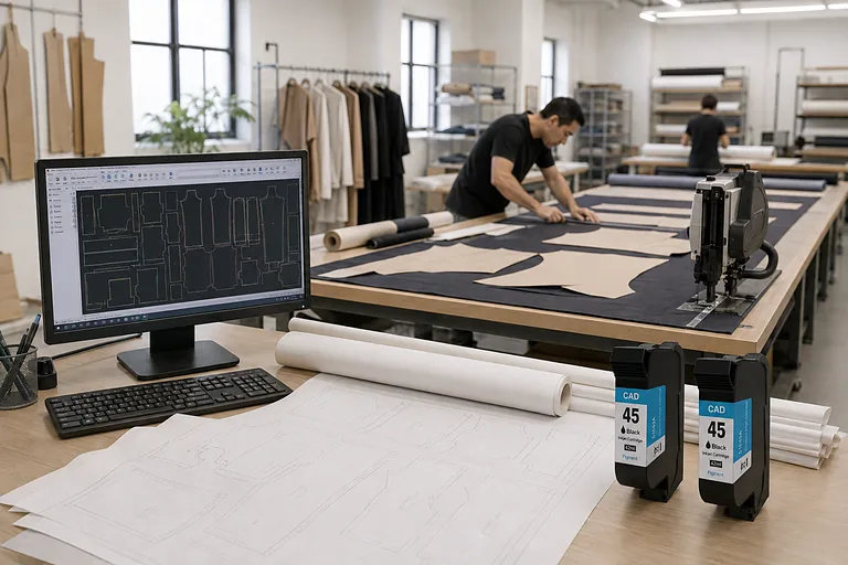 Printing and cutting workflow for garment CAD production