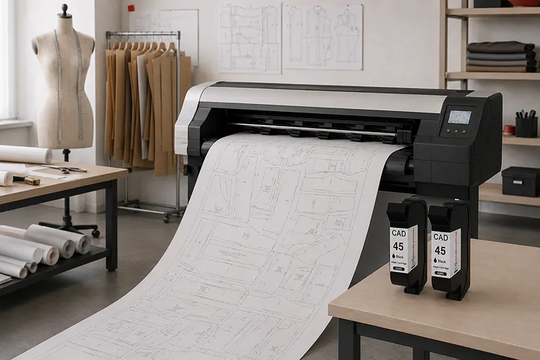Marker printing using HP45 compatible ink cartridges for garment CAD plotters